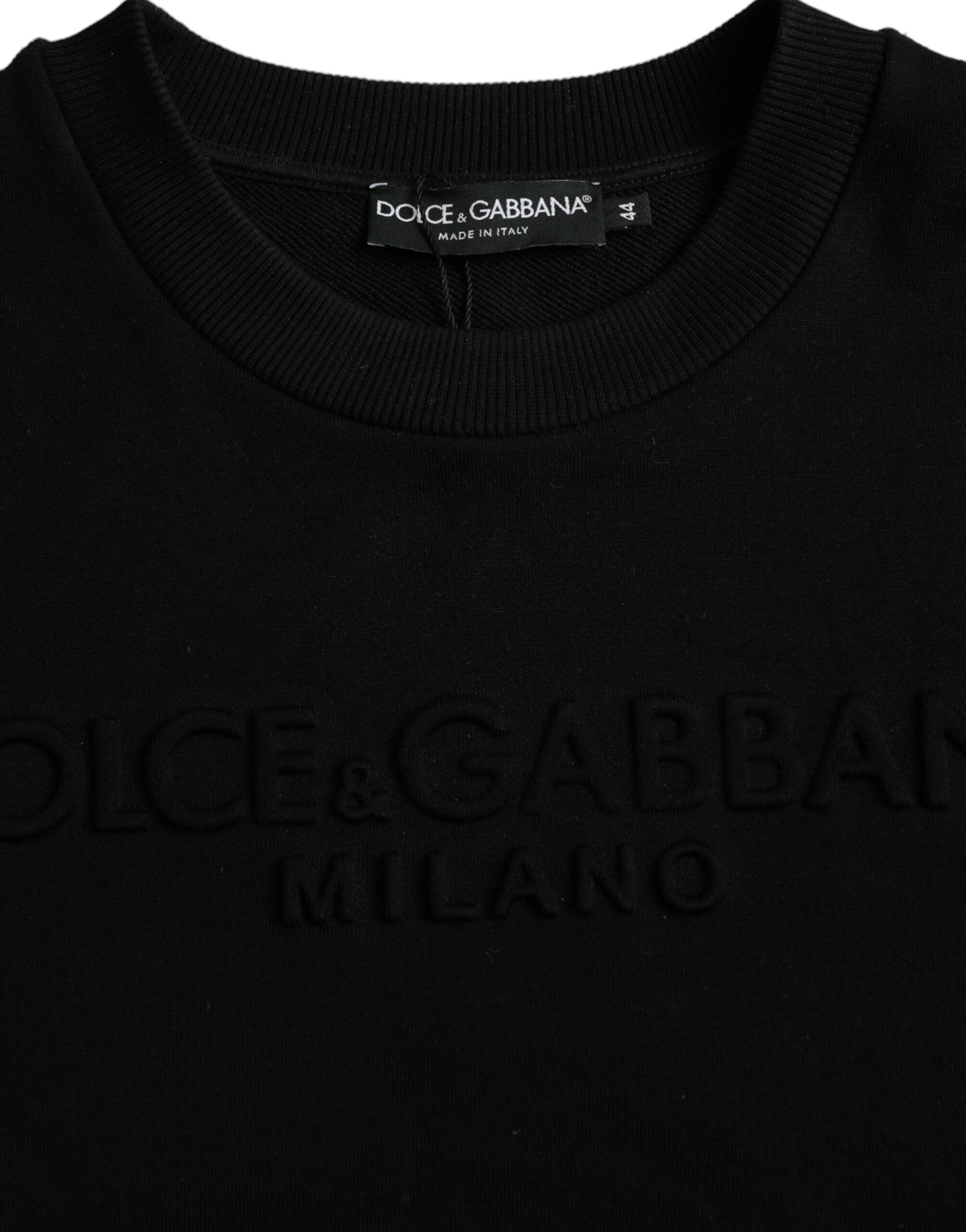 Черный хлопковый свитер с длинными рукавами Dolce & Gabbana — фото 3