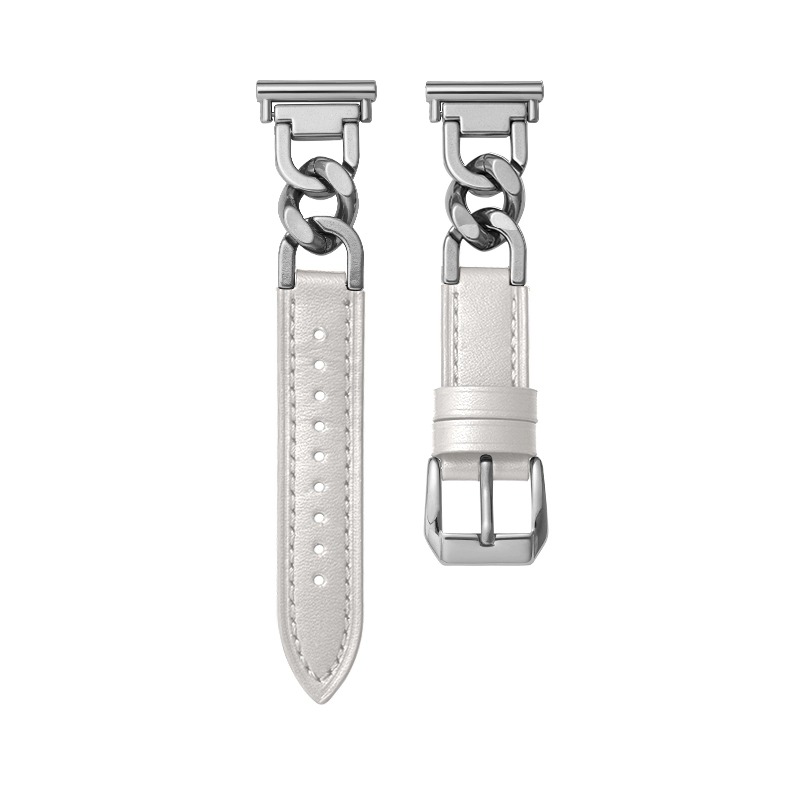 

Ремешок совместимый с Huawei кожаный CHENSONG, Chain belt - white [pin buckle]