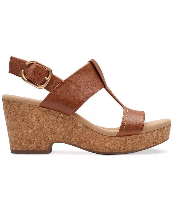 Босоножки на танкетке и платформе в стиле Жизель Clarks, коричневый/бежевый — фото 2