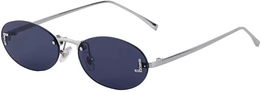 

Овальные солнцезащитные очки для женщин в стиле ретро с градиентной металлической оправой без рамки, для мужчин, для активного отдыха и вождения MTZJH, 2