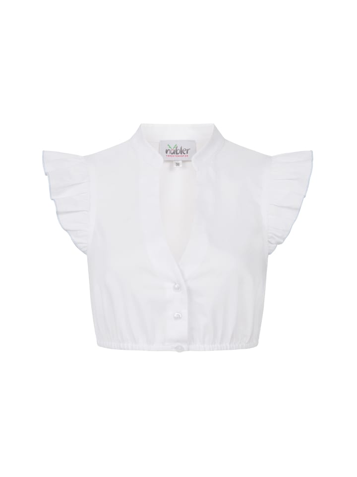 

Блузка Карла с короткими рукавами в стиле дирндль белого и синего цветов Nübler