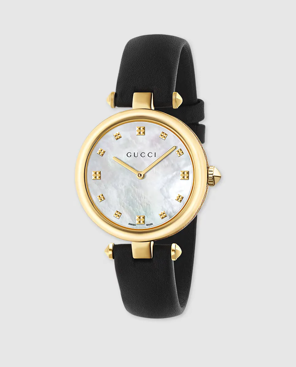 

Gucci Diamantissima YA141404 черные кожаные женские часы, черный