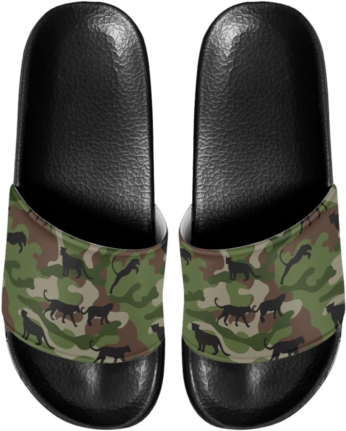 

Мужские шлепанцы сандалии Стильные летние тапочки Повседневные пляжные шлепанцы Нескользящие тапочки для ванной Pugasmiru, Camouflage Leopard Pattern