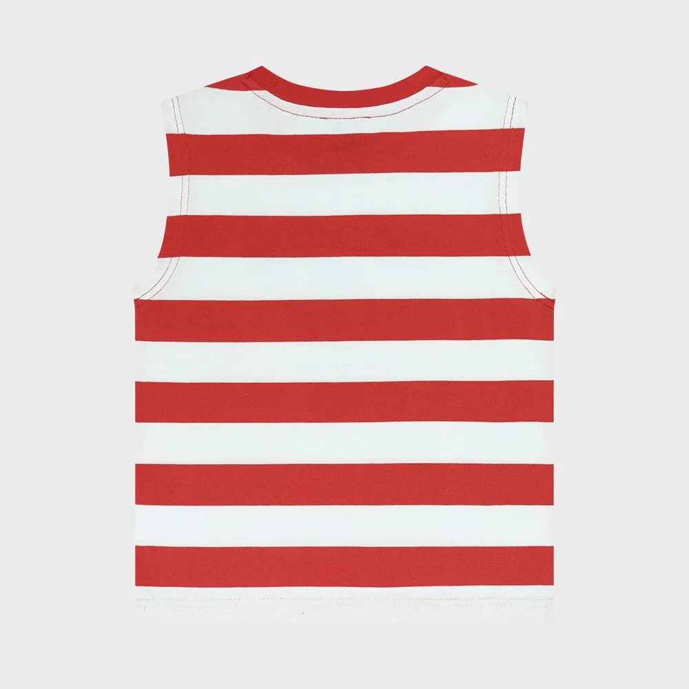 Детская майка в морскую полоску красная от Marithé Kids — фото 3