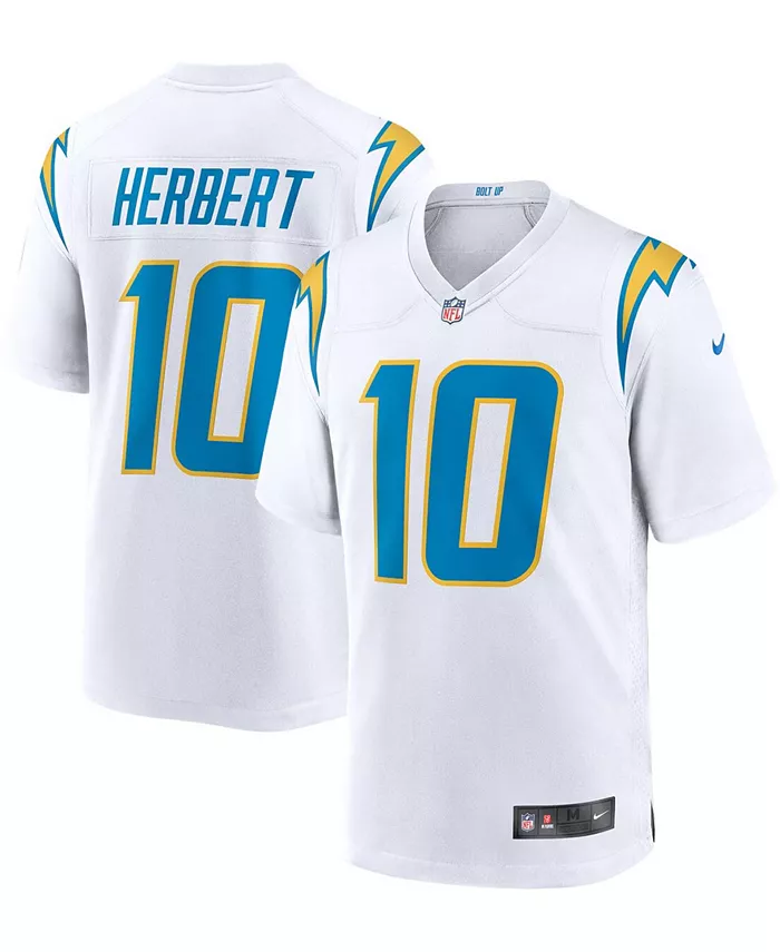 

Мужская альтернативная игровая футболка Джастина Герберта Los Angeles Chargers Nike, белый