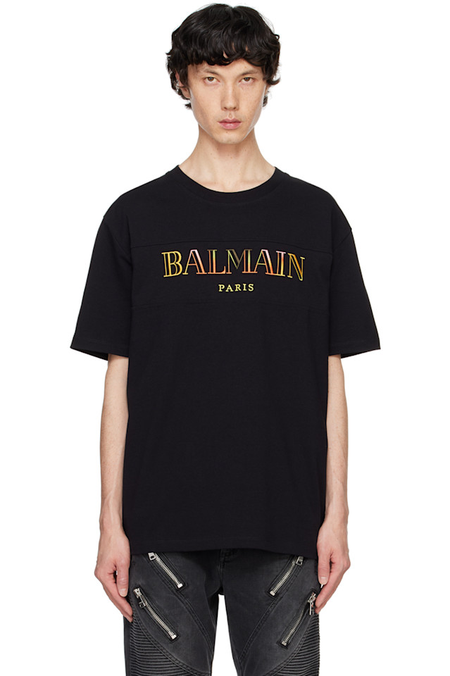 

Винтажная вышитая футболка 'Balmain' Balmain, черный