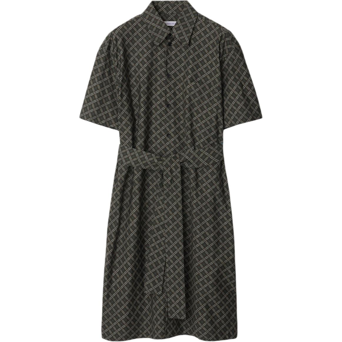 

Короткое платье с короткими рукавами женское черно-серое Burberry