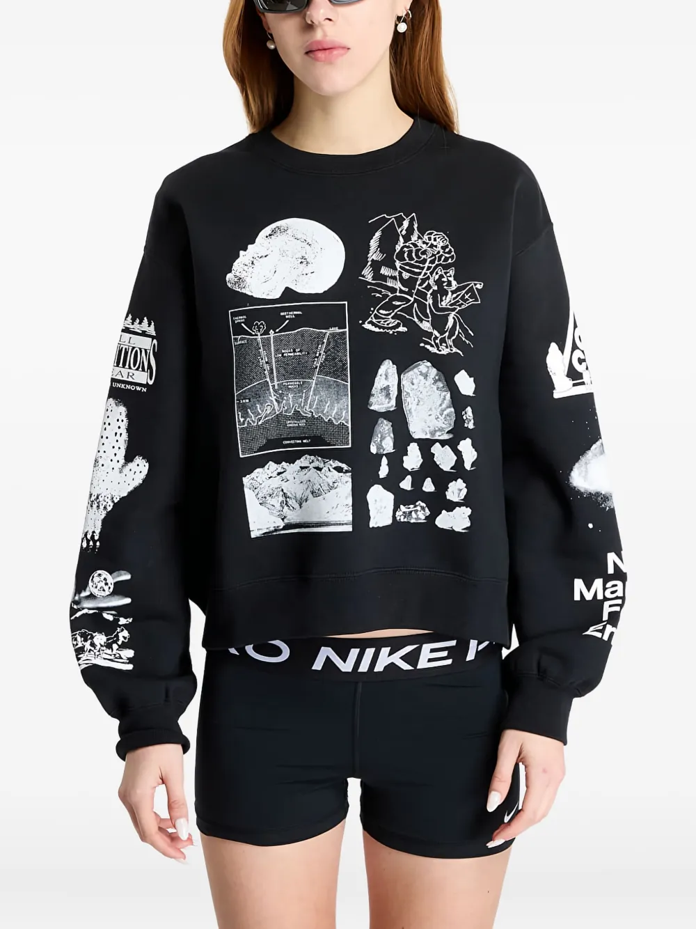 

Толстовка с круглым вырезом и графическим принтом Nike, черный