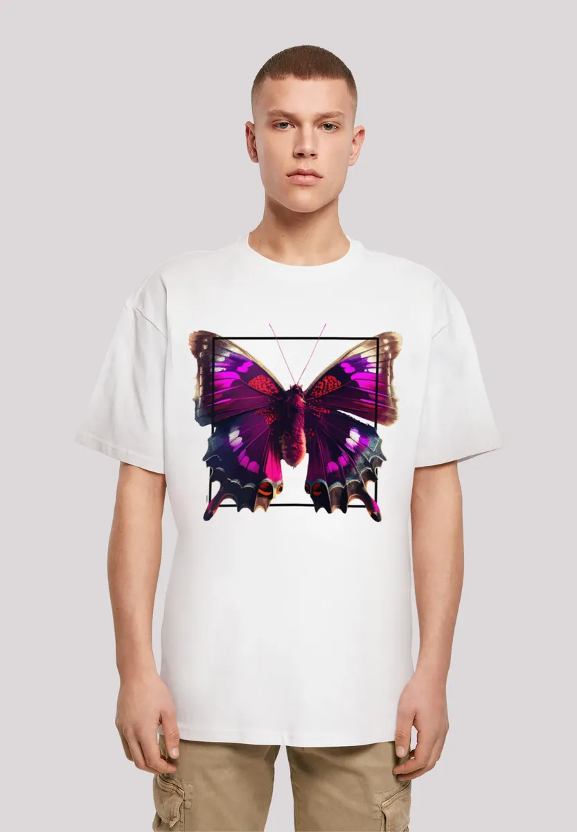 

F4NT4STIC Футболка "Pink Butterfly OVERSIZE TEE", принт, белый