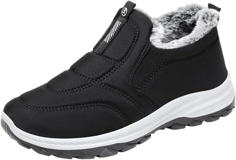 

Зимние мужские ботинки Hhhchpm с удобными лоуферами и слипонами, утепленные мехом, короткие ботильоны для улицы, черный