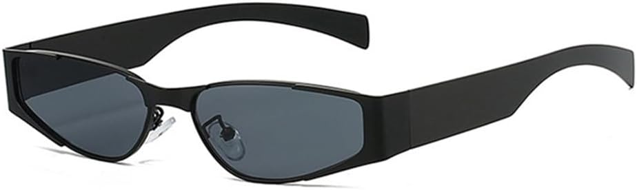 

Солнцезащитные очки UV400 с защитой от ультрафиолета — маленькие металлические очки «кошачий глаз» для женщин и мужчин, для бега и занятий спортом на открытом воздухе UYPTK, Black Grey