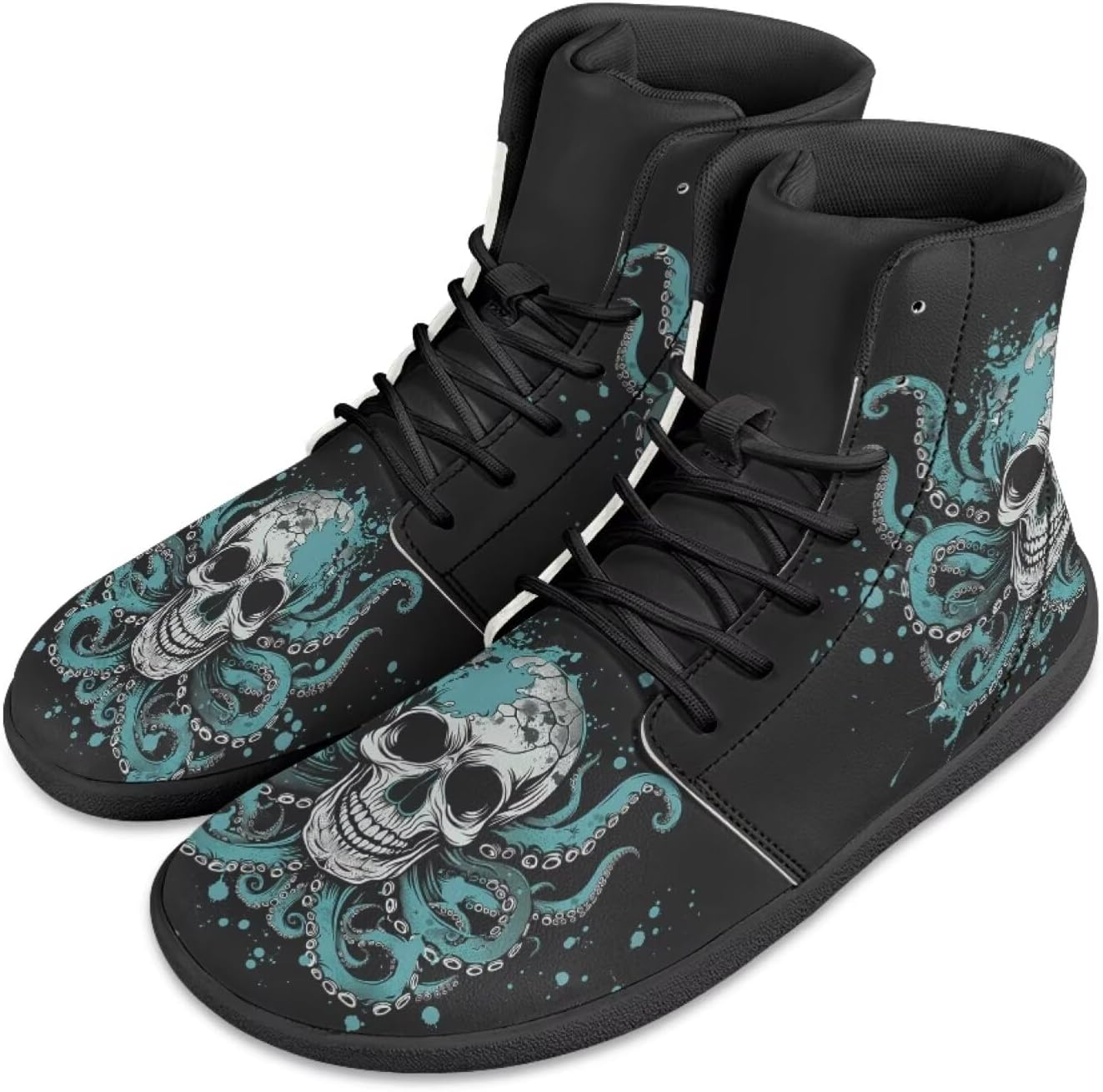 

Кроссовки на высокой подошве с принтом бабочек JoyLamoria Bling Bling, кожаные шнуровки, модные высокие кеды, босоножки, широкая колодка, стиль Y2K для девочек, Skull Octopus