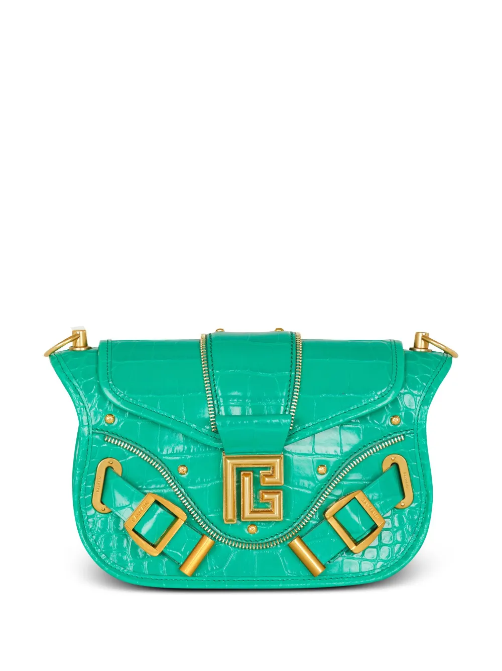 

Сумка на плечо Blaze с тиснением под кожу крокодила BALMAIN, зеленый