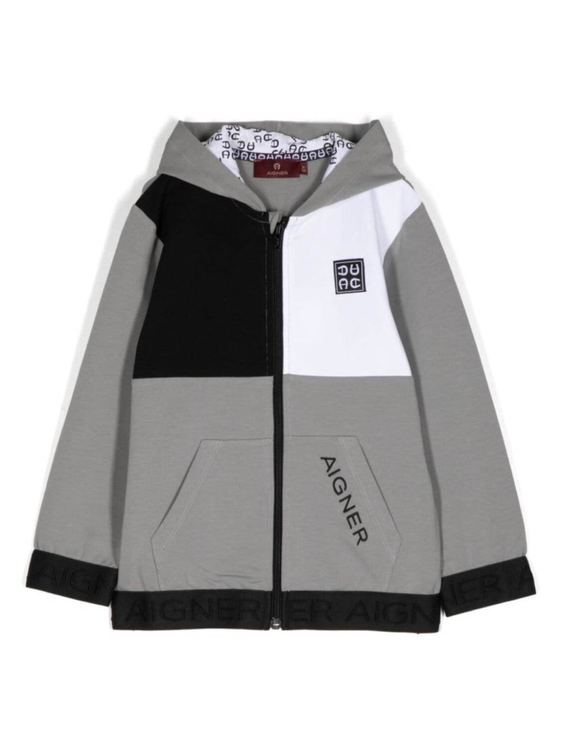 

Aigner Kids куртка с капюшоном и вышитым логотипом, серый