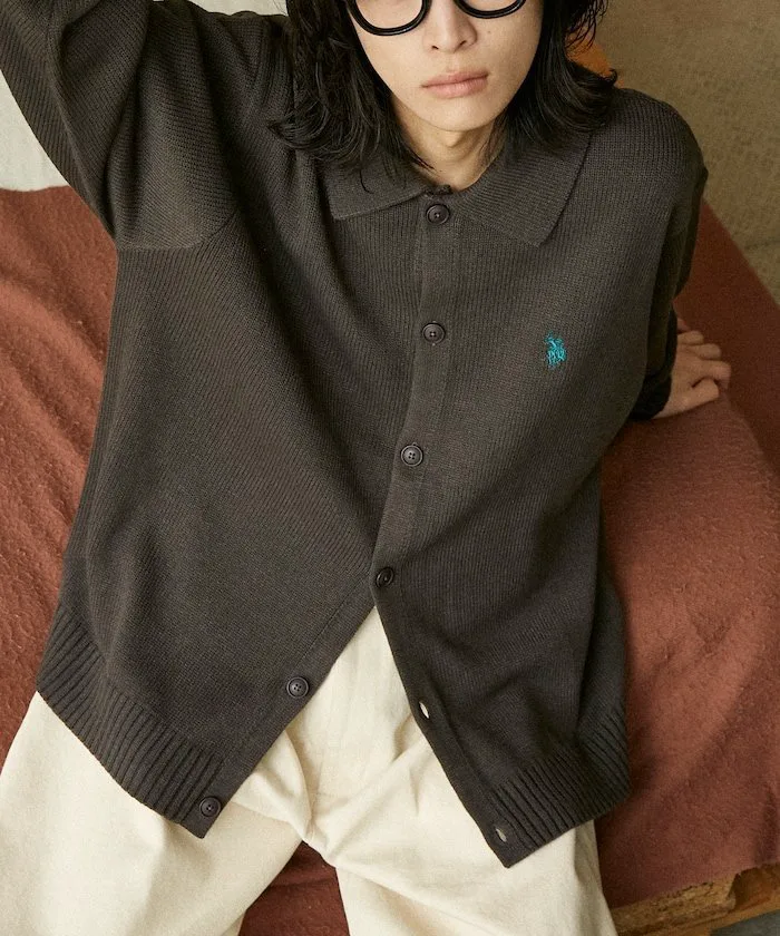 Кардиган-поло из трикотажа, изготавливаемый (лимитированная серия), 25AW U.S. Polo Assn., Charcoal Gray