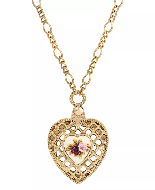 

Ожерелье с подвеской в виде зеркала в форме розового цветка золотистого оттенка 2028, pink