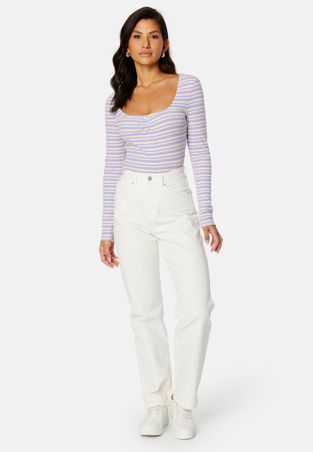 

Топ с длинными рукавами ROUND NECK STRIPED TOP Bubbleroom, сиреневый