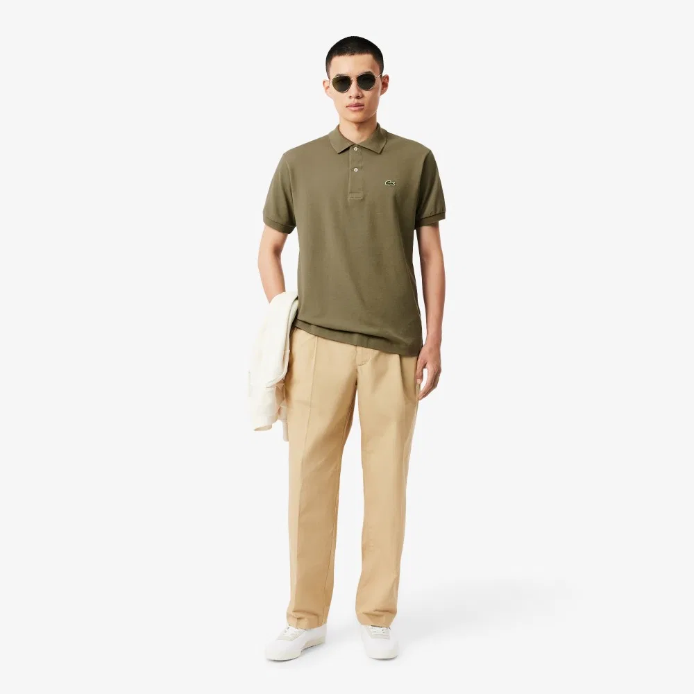 Футболка-поло Lacoste мужская классическая, короткий рукав, хаки — фото 4