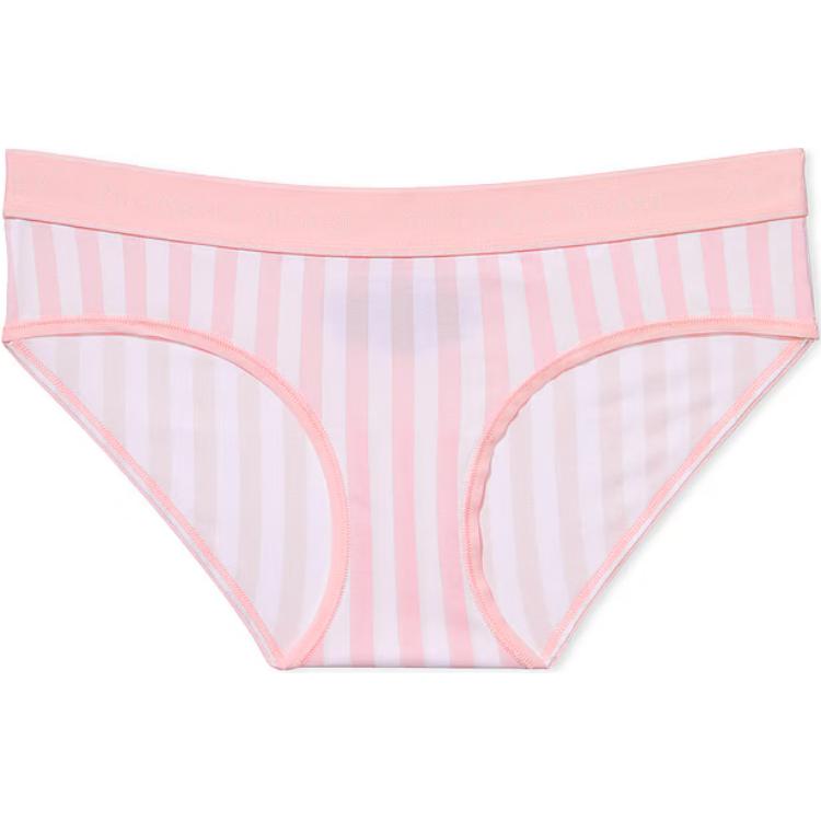 

Трусики-хипхагер из хлопка с логотипом Victoria's Secret, принт "Pretty Blossom Stripe", розовая полоска, 1 шт
