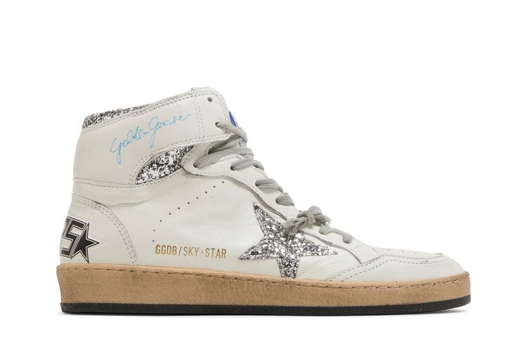 

Кроссовки Golden Goose Wmns Sky Star White Silver Glitter, белый