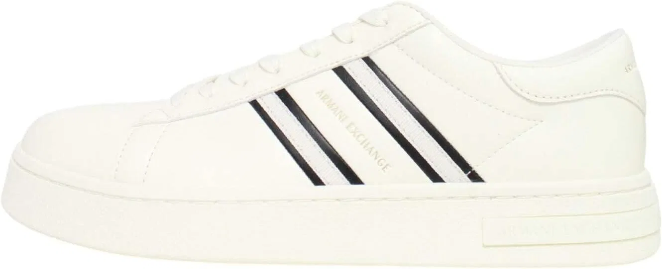 Мужские кроссовки Armani Exchange London, с боковыми полосами, контрастного цвета, Off White Black
