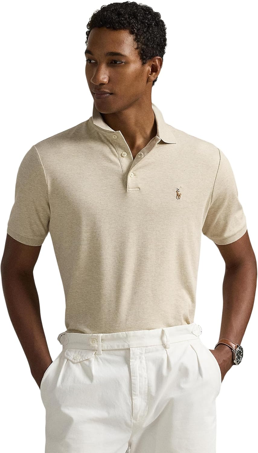 

POLO RALPH LAUREN Мужская классическая футболка-поло из мягкого хлопка, Expedition Dune Heather
