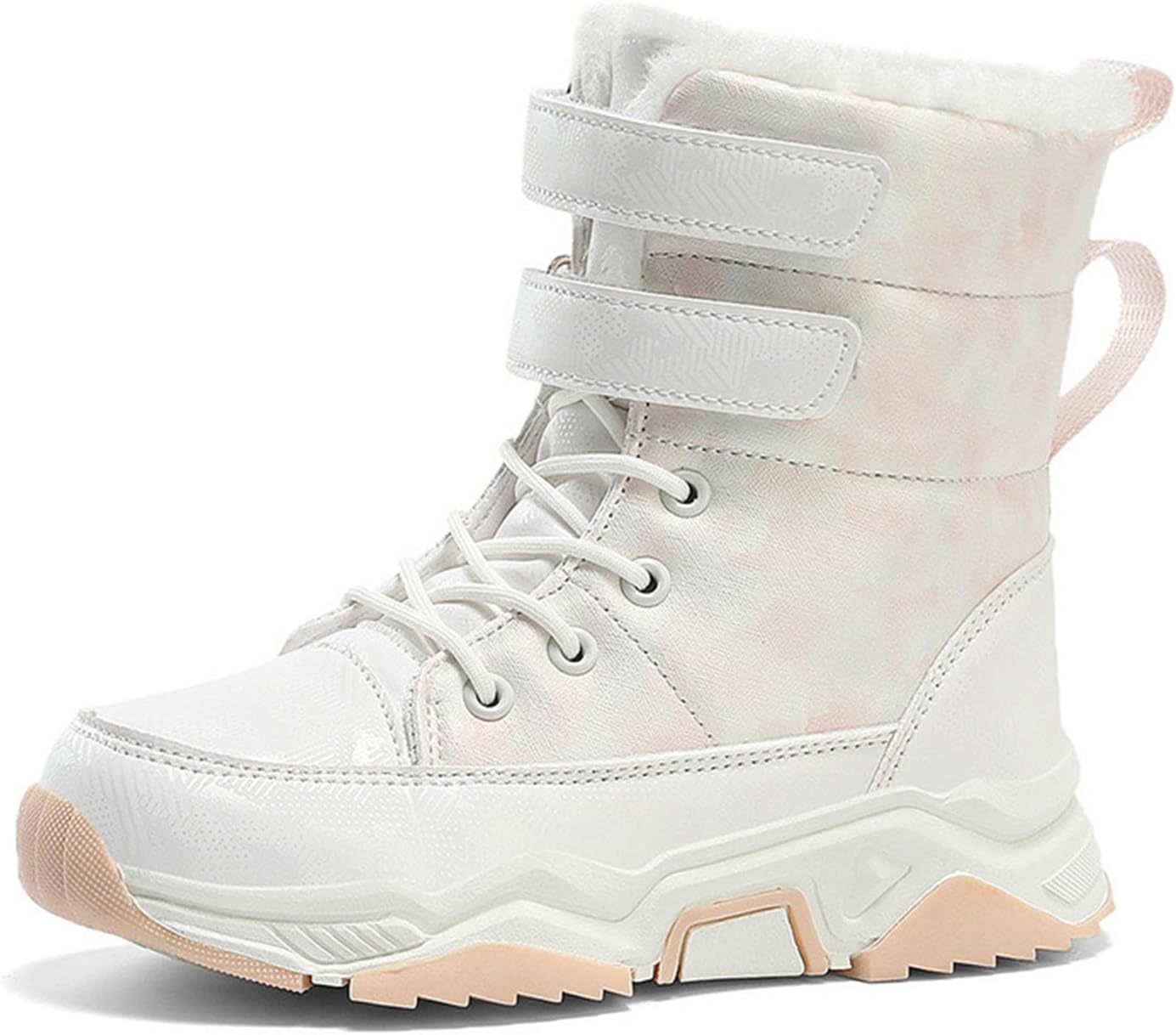 

Теплые зимние ботинки для мальчиков и девочек с противоскользящей подошвой, уличные ботинки с искусственным утеплителем, уютные кроссовки до середины голени Generic, White