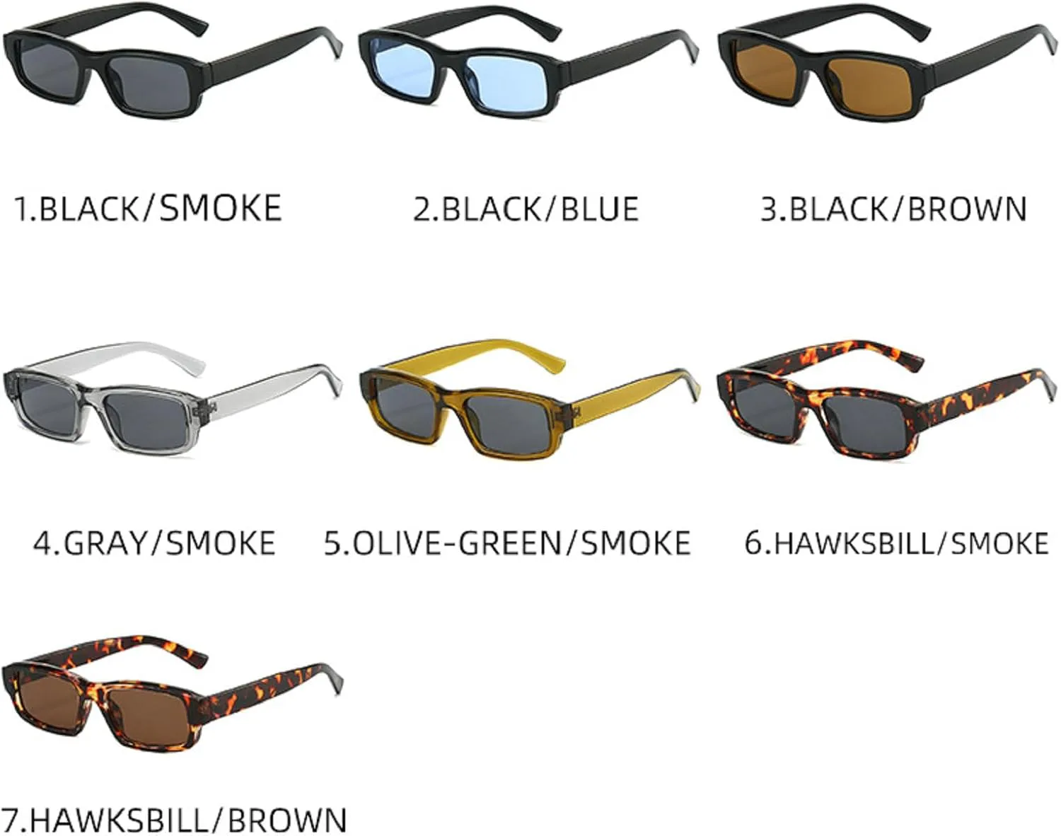 

Солнцезащитные очки в стиле ретро прямоугольной формы для женщин, небольшие, модные, в стиле 90-х, узкие, квадратные, с защитой от УФ-излучения UV400 mincl, Black