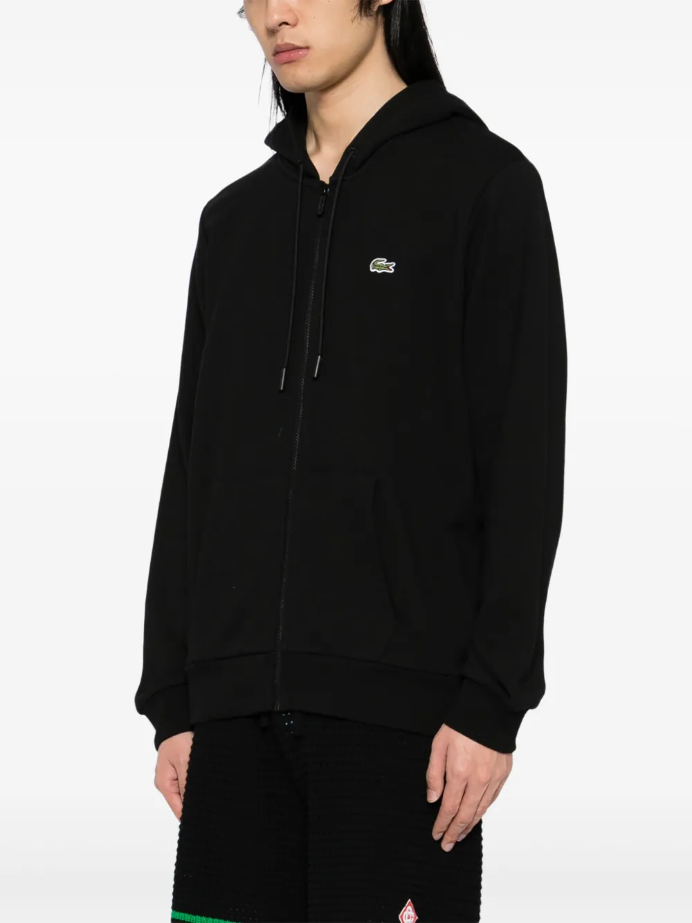 Фактурная толстовка на молнии Lacoste, черный — фото 3