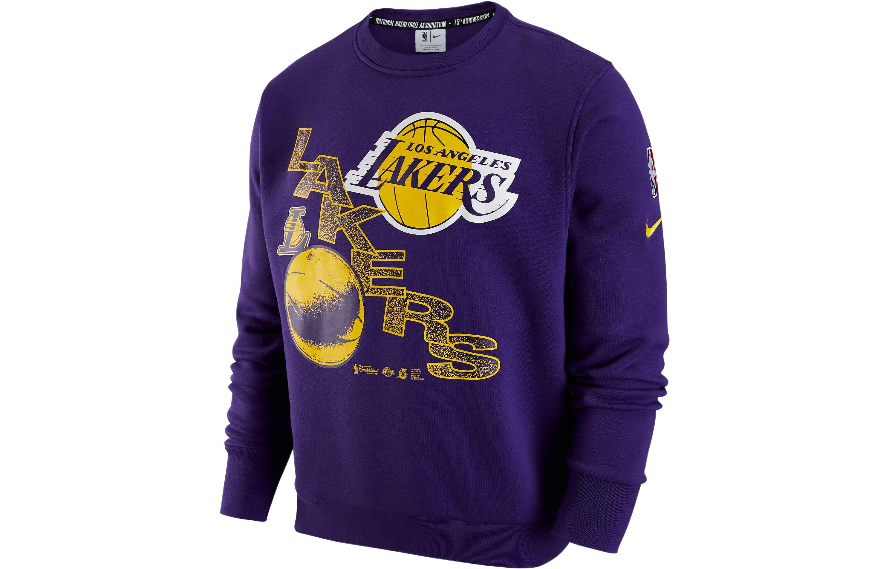 Футболка Los Angeles Lakers City Edition Team Fleece Crewneck Nike, полностью фиолетовая — фото 2