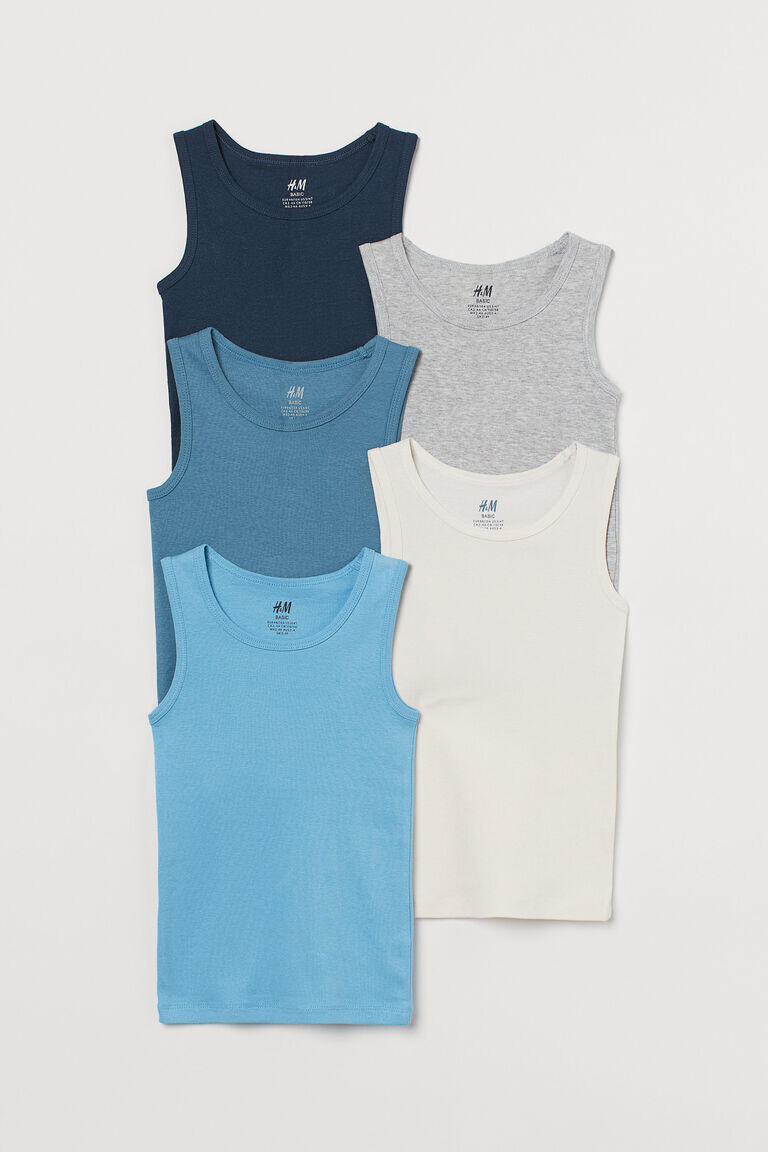 

5 пар хлопковых топов-жилетов H&M, синий