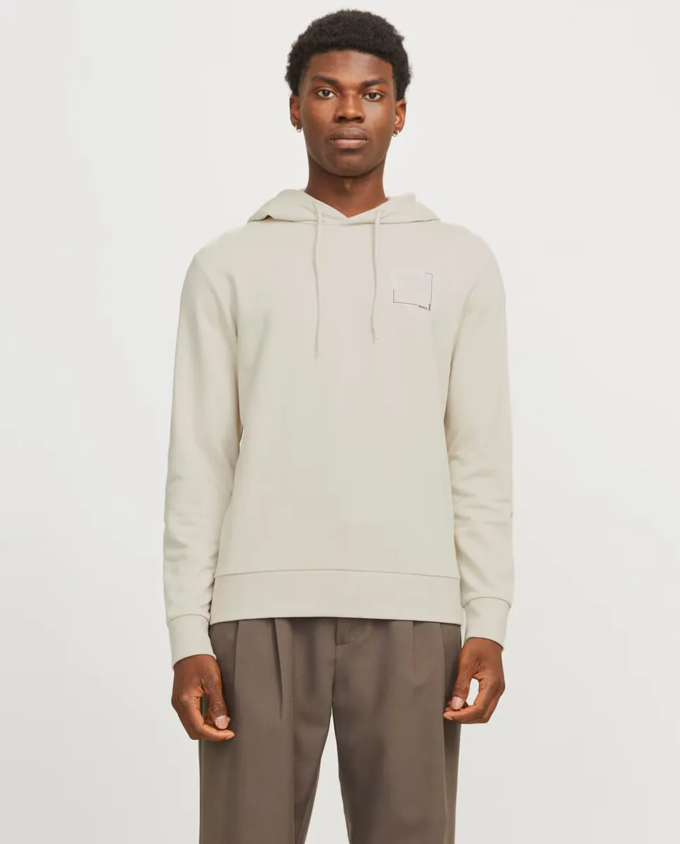 

Мужская толстовка с капюшоном и длинными рукавами, с логотипом сбоку Jack & Jones, бежевый