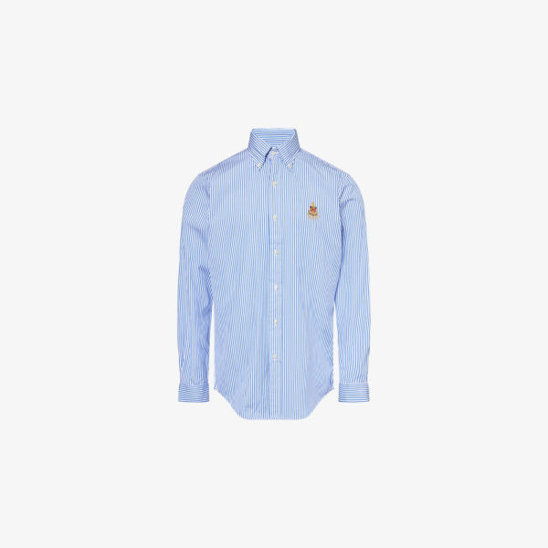 

Рубашка из хлопкового поплина с полосками и вышитым логотипом бренда Polo Ralph Lauren, мультиколор