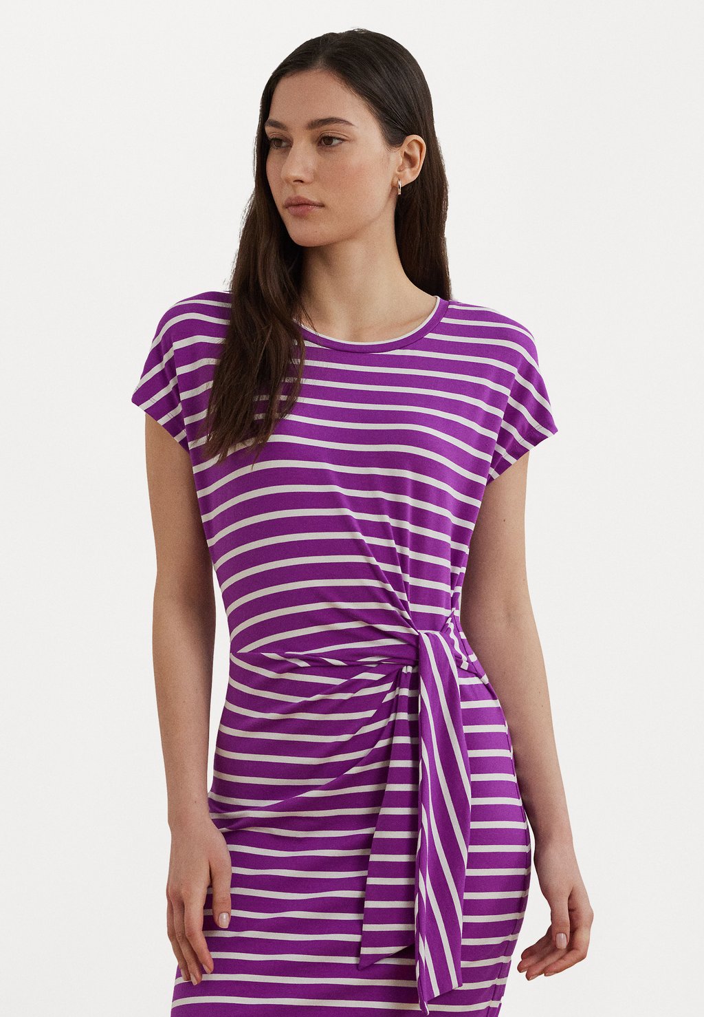 

Платье из джерси Striped Tie Front Jersey Dress Lauren Ralph Lauren, фиолетовый