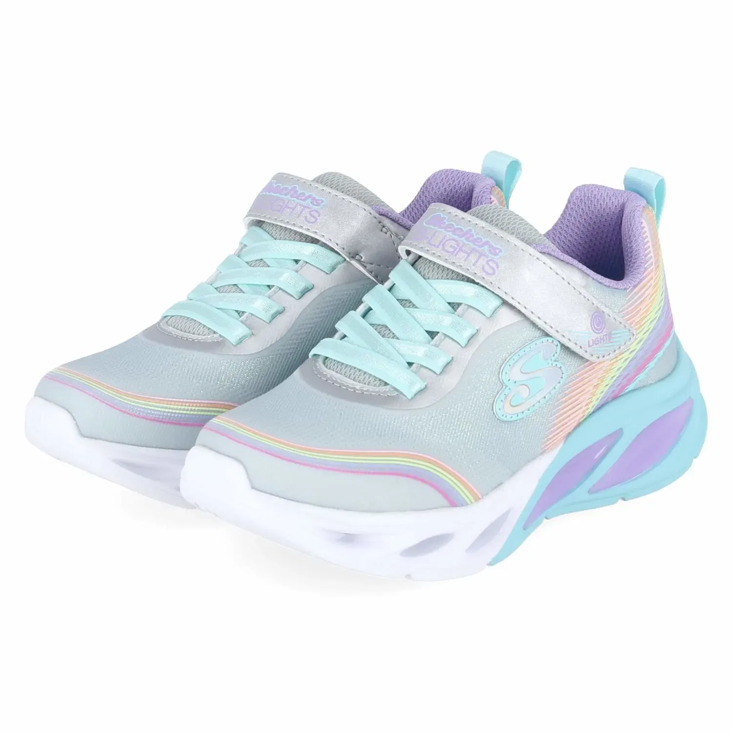 Сникерсы с подсветкой Skechers, серебристый/платиновый