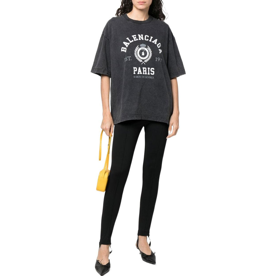 Футболка Balenciaga Varsity Logo Short Sleeve T-Shirt 'Washed Black', черный — фото 4