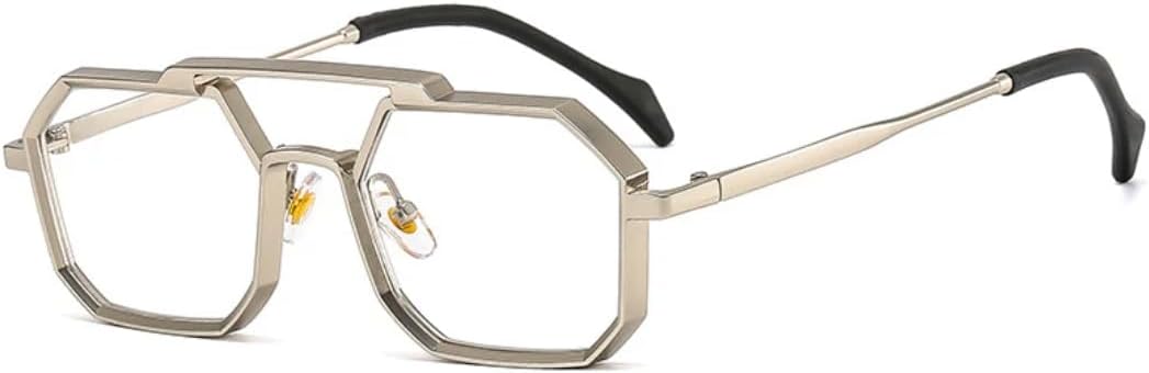 

Ретро-металлические панк-солнцезащитные очки Polygon для женщин, модные, с прозрачными линзами, защита от УФ-излучения UV400, для мужчин, красные и желтые UUPTTPL, Silver Clear