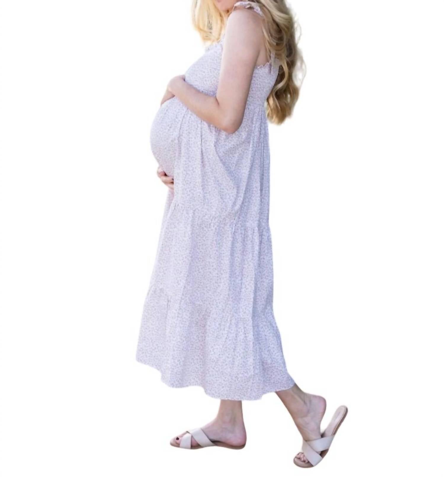 

Платье макси со сборками Liberty розового цвета Liv Maternity