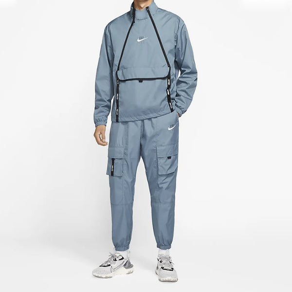 Брюки air athleisure casual sports multiple pockets woven long pants blue Nike, синий — фото 3