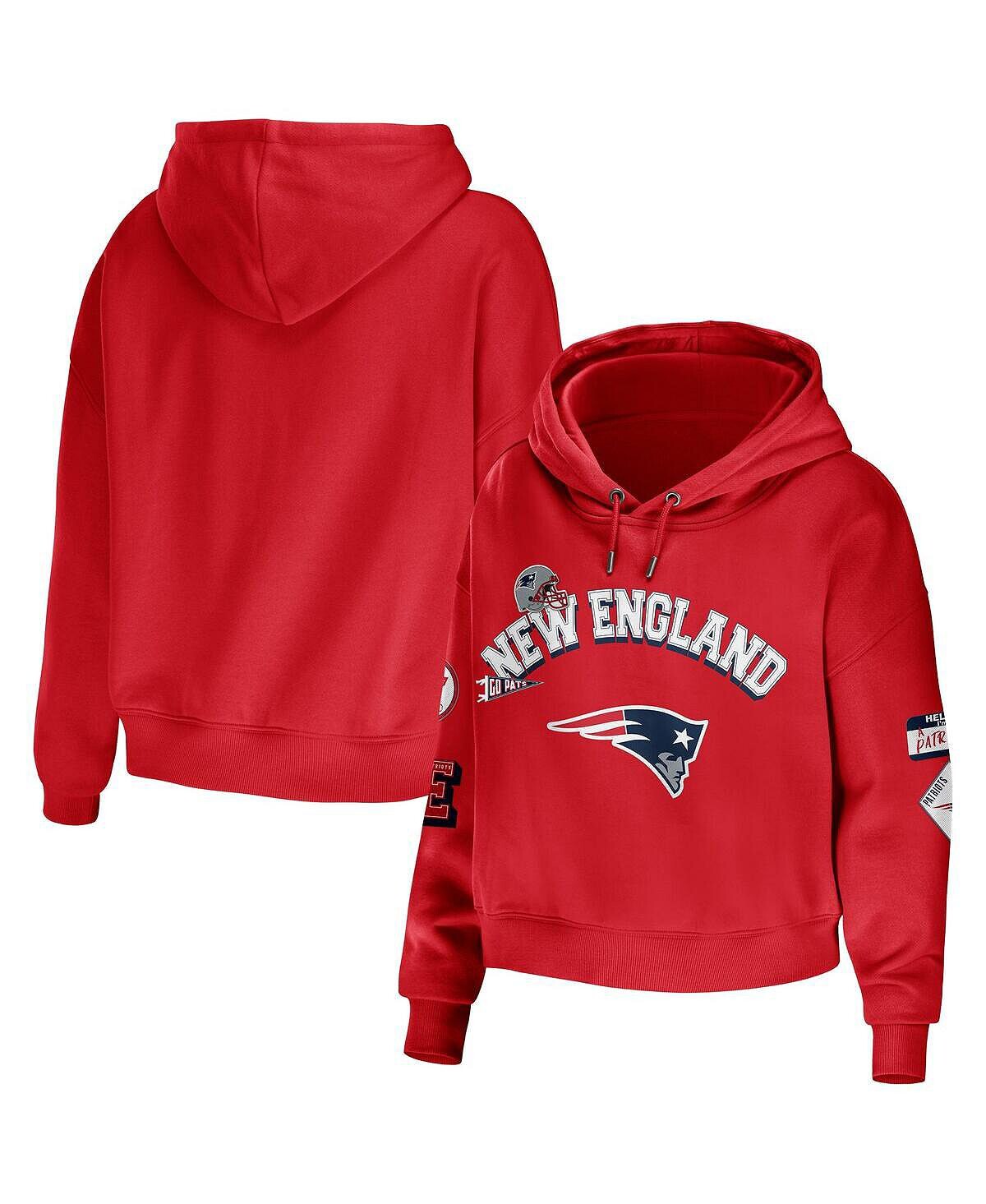 

Женский красный укороченный пуловер с капюшоном New England Patriots Modest WEAR by Erin Andrews, красный