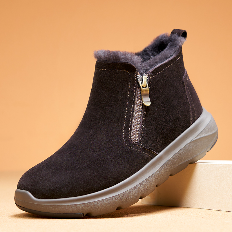 Devanro Теплые противоскользящие короткие зимние сапоги для женщин Coffee-Shearling, цвет Coffee-Shearling — фото 2