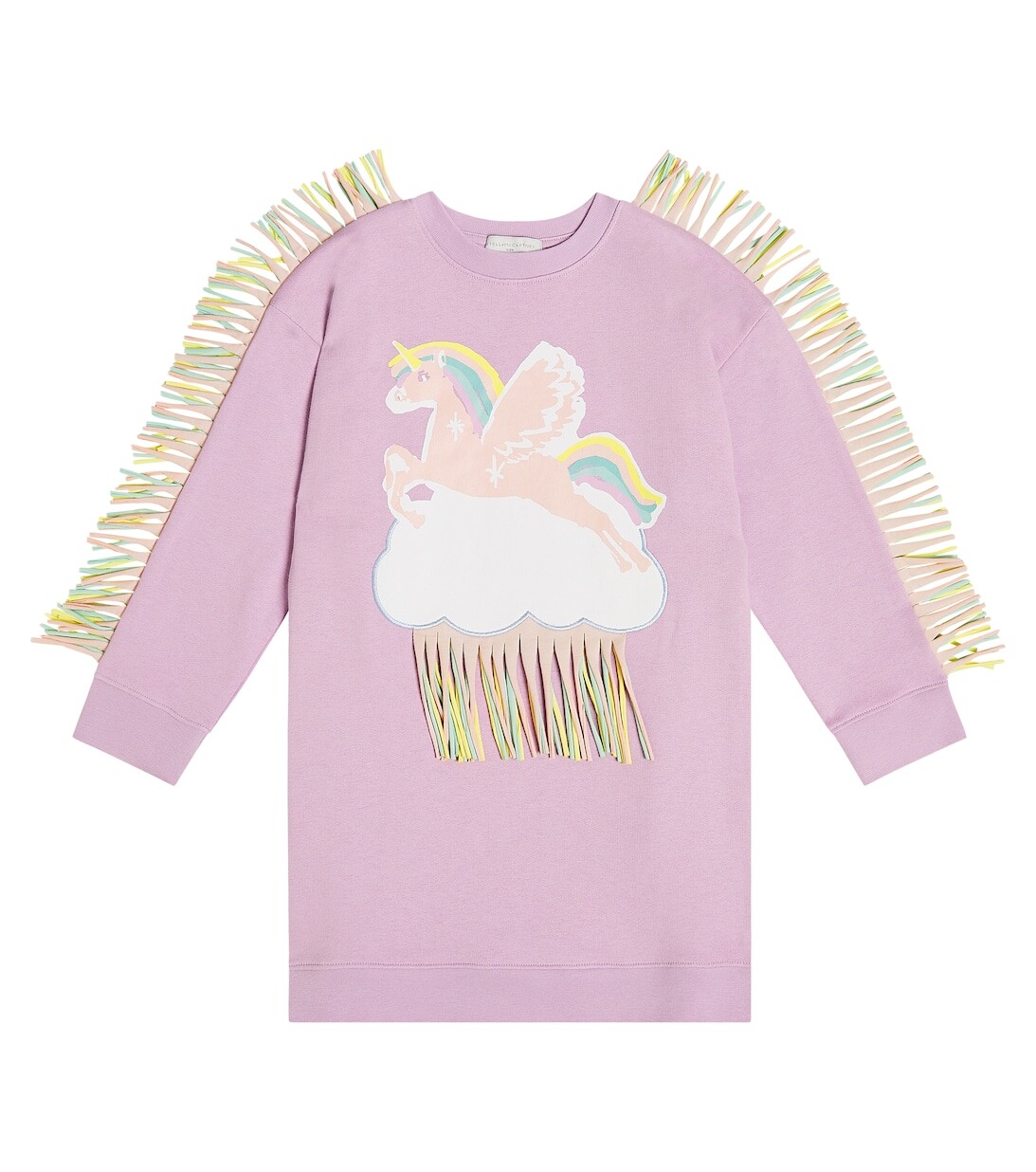 

Платье из хлопкового джерси с бахромой Stella McCartney Kids, розовый