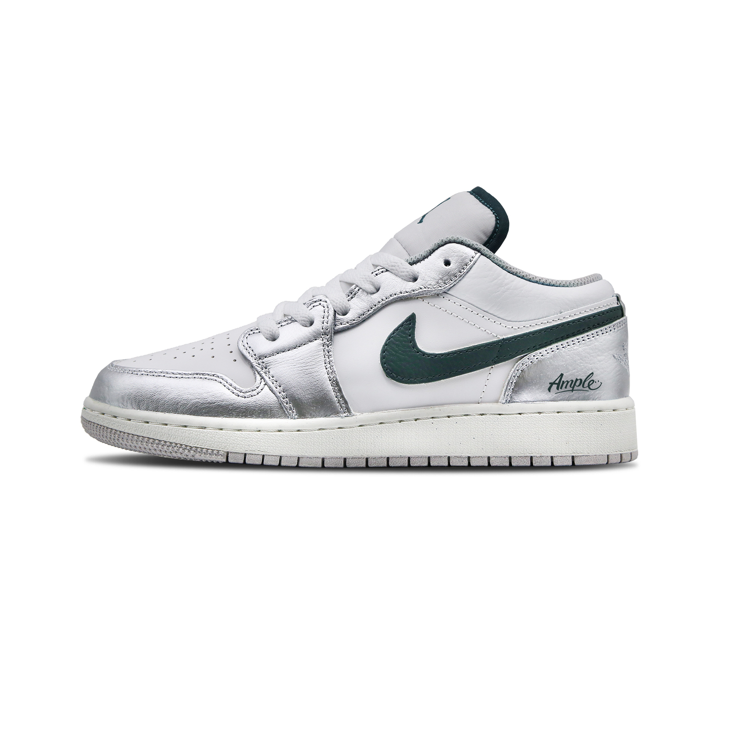 

Jordan Air 1 Low SE устойчивые к истиранию низкие детские баскетбольные кроссовки Silver Green для подростков