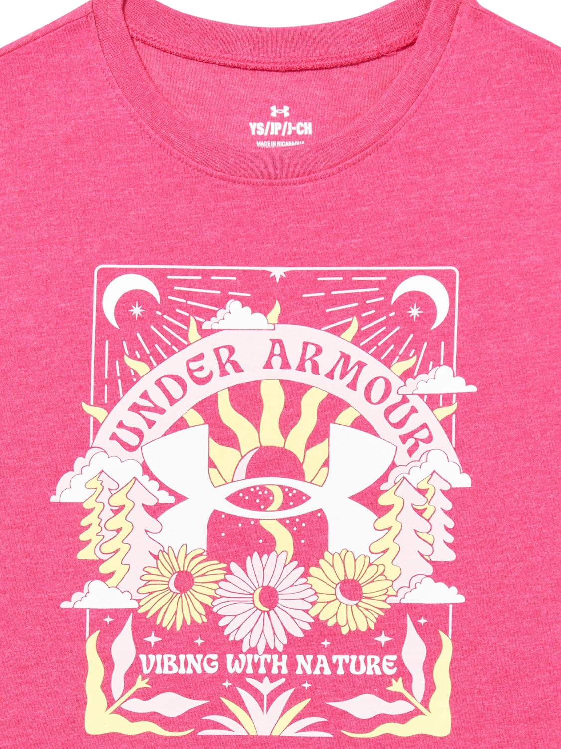 Under Armour Girls Crewneck, легкая и дышащая футболка для спорта, Shaded Fuchsia Under The Sun — фото 2