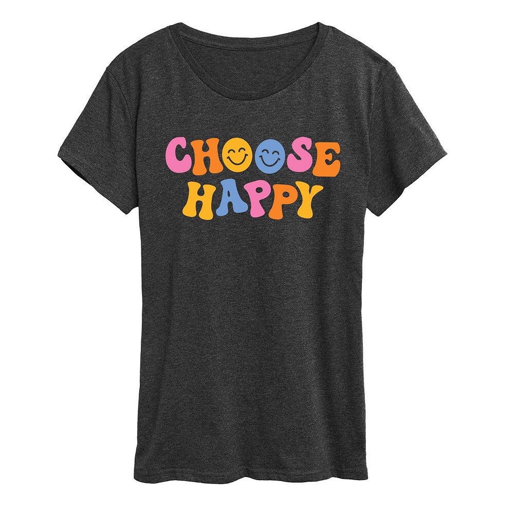 

Женская футболка Choose Happy с рисунком Licensed Character, цвет Heather Charcoal