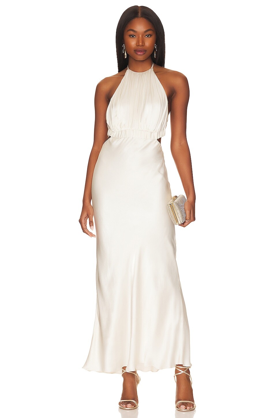 

Платье макси Shona Joy Milo Ruched Open Back Halter, цвет Coconut