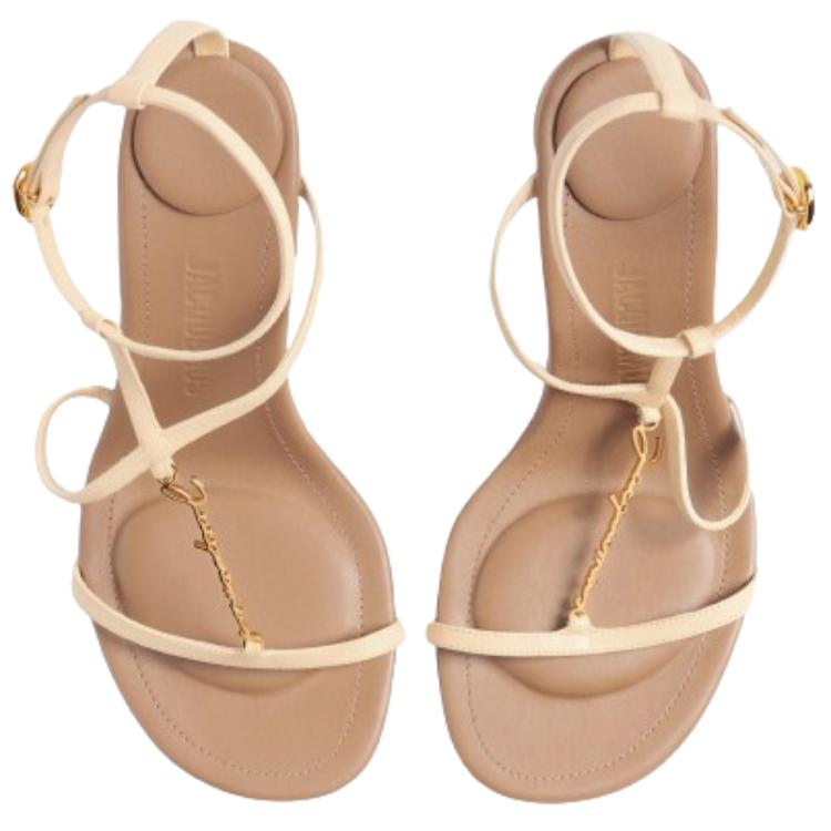 Сандалии на одной бретели 8 см женские бежево-коричневые Jacquemus — фото 3