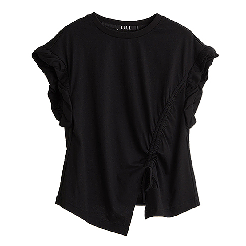 

Футболка женская с круглым вырезом, тонкая, прямого кроя ELLE, черный