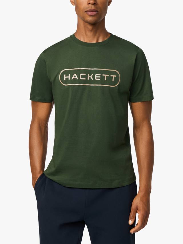 

Спортивная хлопковая футболка с коротким рукавом Hackett London, Harvard Khaki Green
