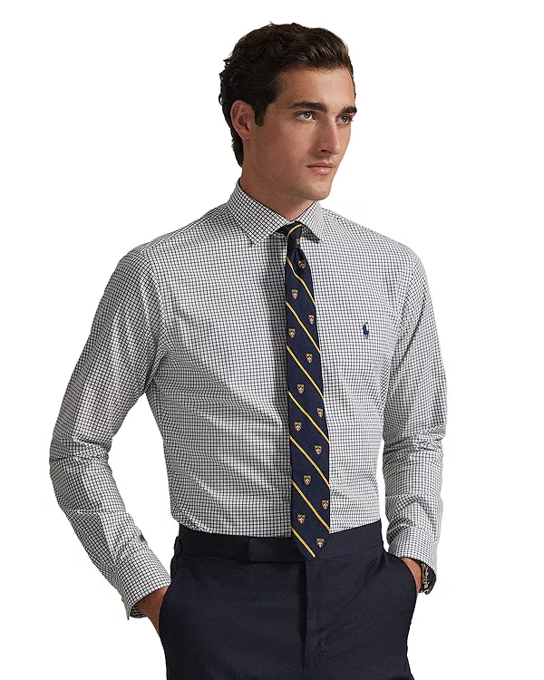 

Классическая клетчатая рубашка из эластичного поплина Polo Ralph Lauren, синий